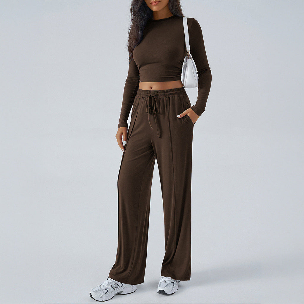 Damen lässiges Zweiteiler-Set mit weitem Oberteil und elastischen Hosen GR