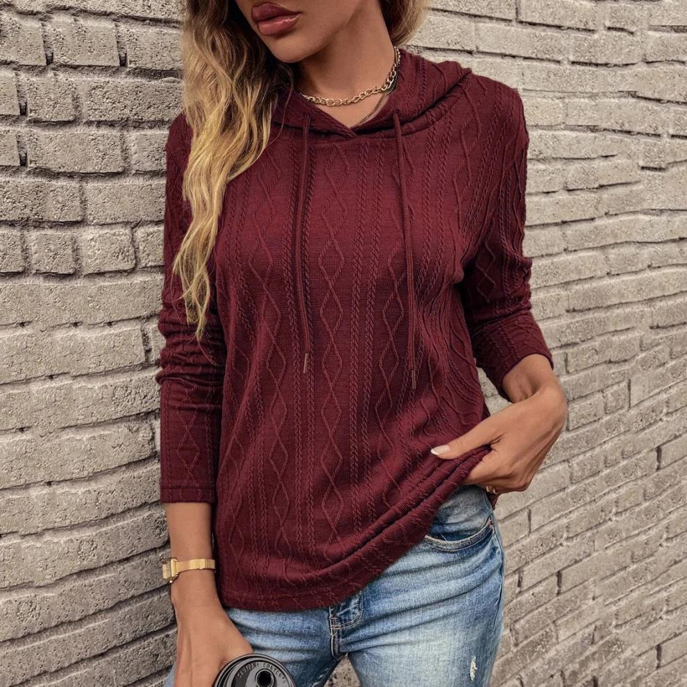 GR Schnürung langärmliger Jacquard Kapuzenpullover
