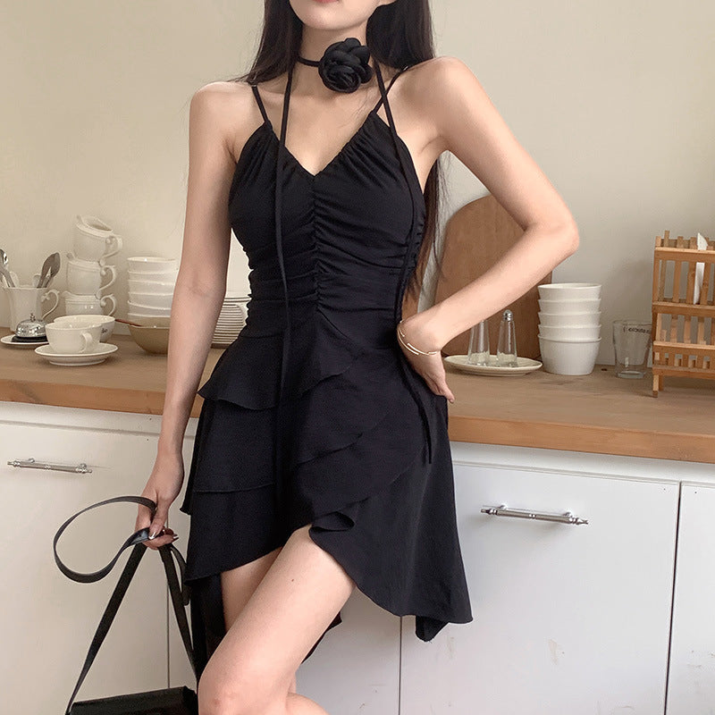 Damen asymmetrisches Sommerkleid mit Rüschendetails GR