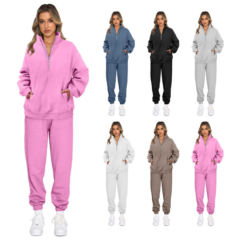 Damen sportliches Set mit Stehkragen und praktischem Reißverschluss GR