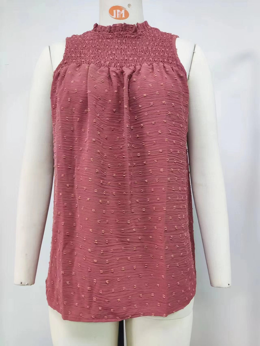 Women's sleeveless top with fine ruching and airy structure, size GR
