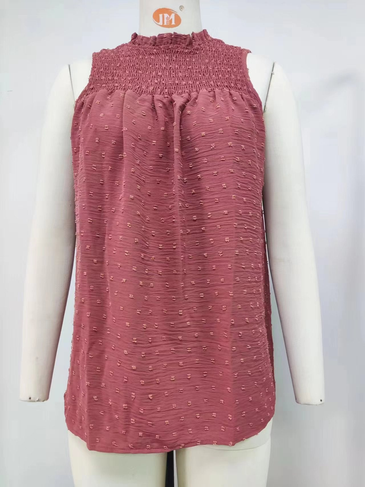Women's sleeveless top with fine ruching and airy structure, size GR