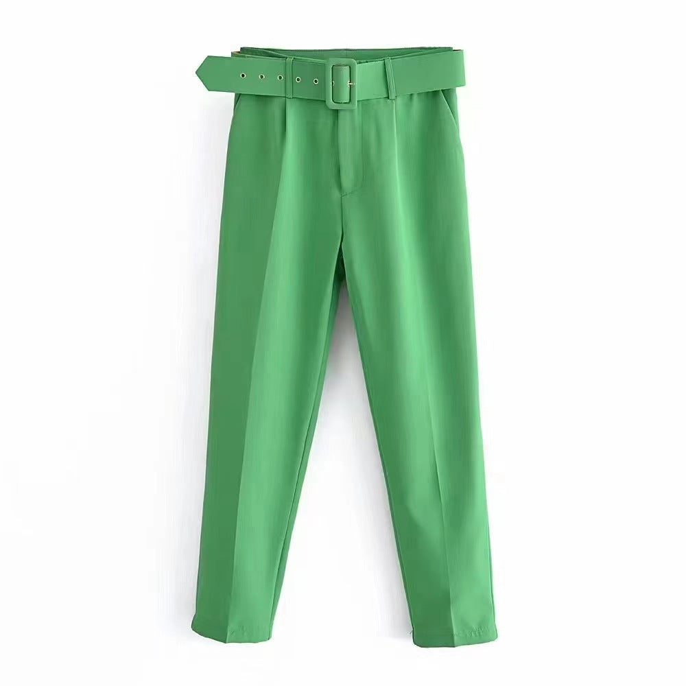 Damen weite Hochbundhose mit schickem Gürtel GR