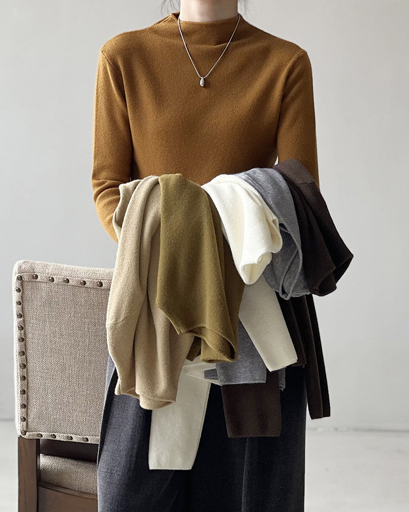 GR Halbturtleneck gebürsteter Soft-Touch-Pullover