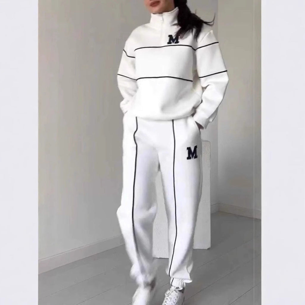 Damen sportliches Fleece-Anzugset mit Stehkragen und praktischen Taschen GR