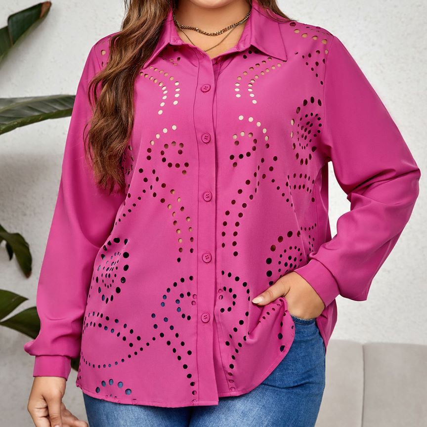 Women's blouse with unique openwork pattern and elegant details, size [size missing]