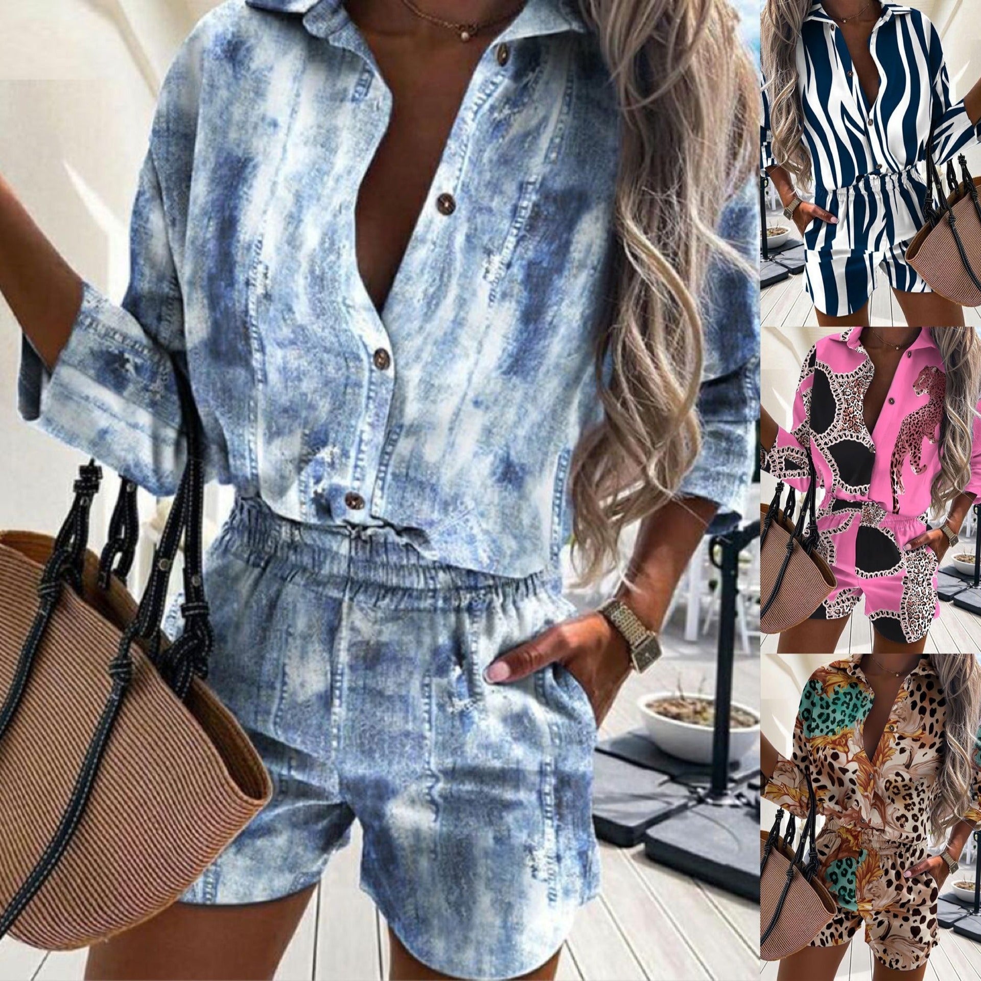 Women's short-sleeved jumpsuit with a chic zebra design and elastic waistband, size S