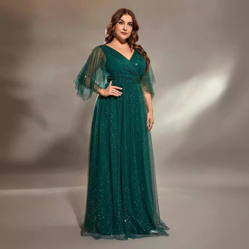 GR | Cocktail Evening Dress Kor Costumes Plus Size Long Host Solo Green Dress