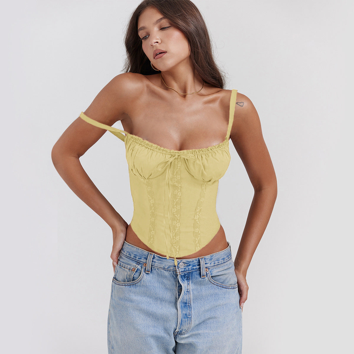 Women's corset top with adjustable straps and sophisticated details, size GR
