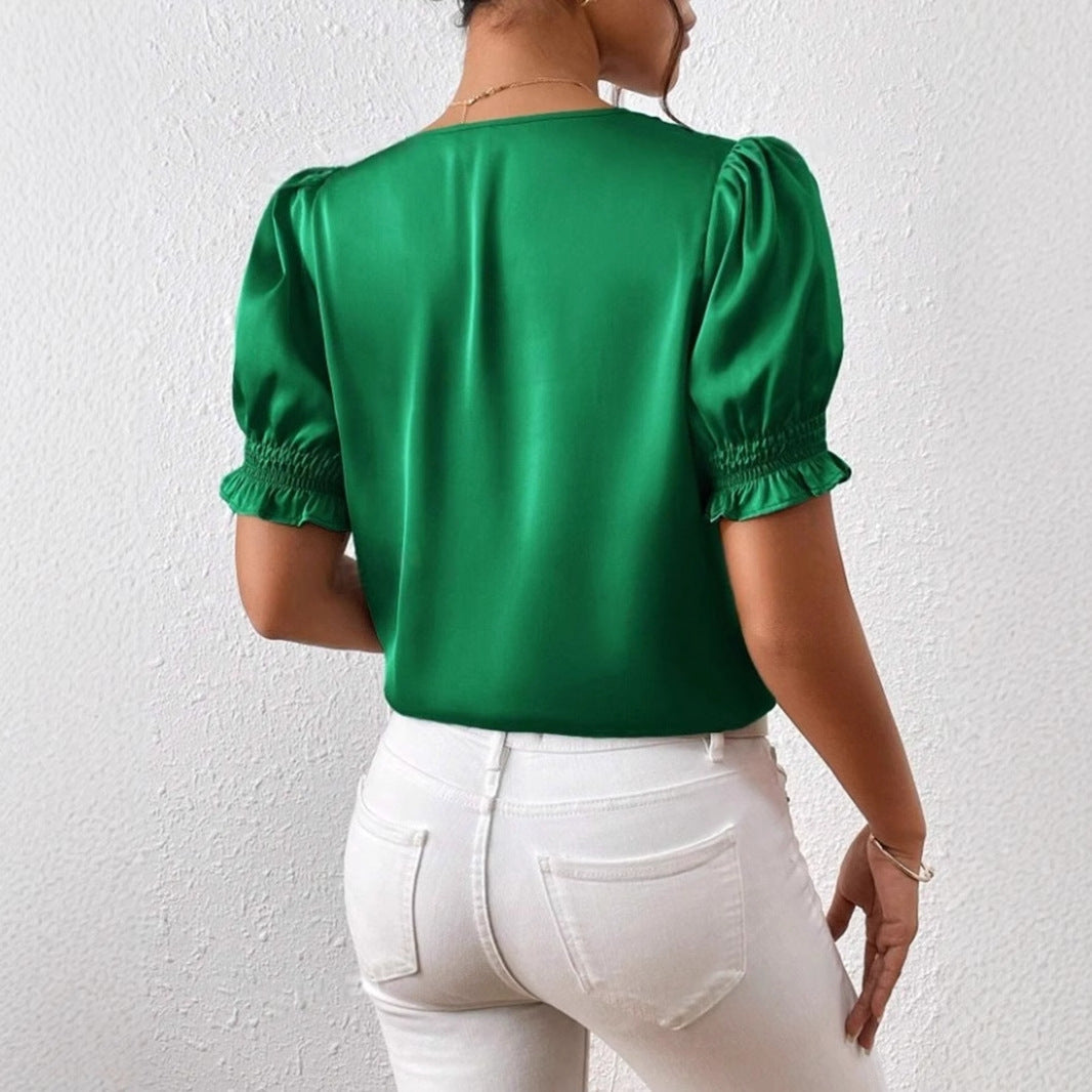 GR | Lässiges Kurzarm-Rüschenshirt