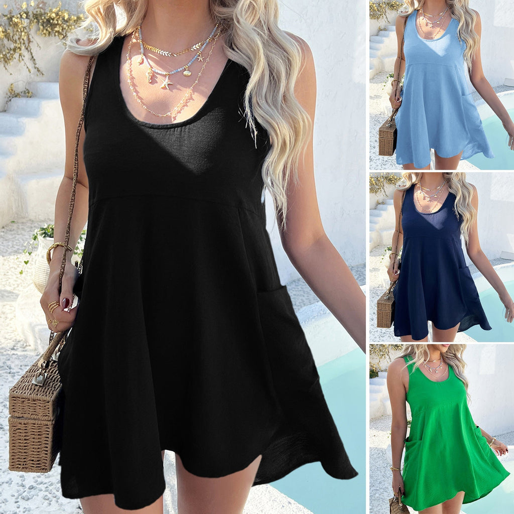 Women's airy summer dress with practical pocket design, size