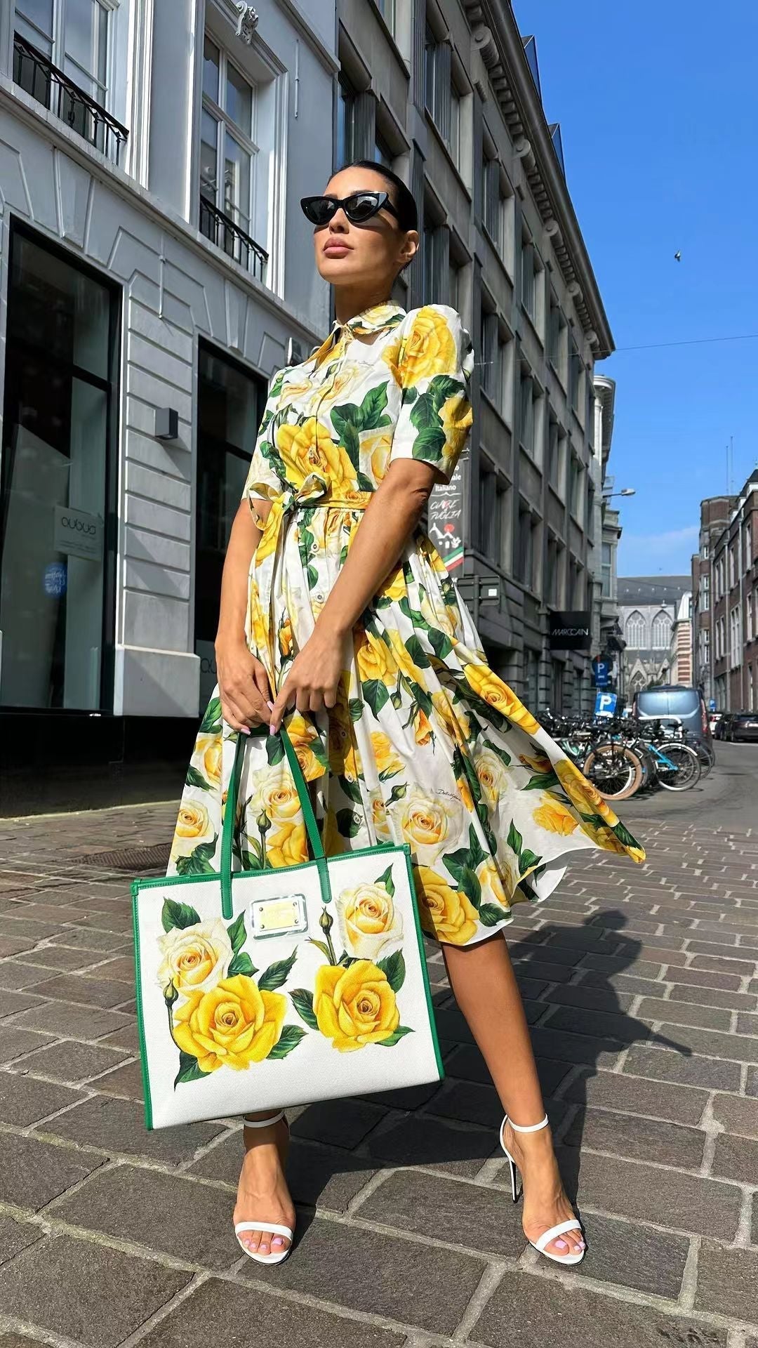 GR | Sommer Off-Shoulder Bedrucktes Kleid Set