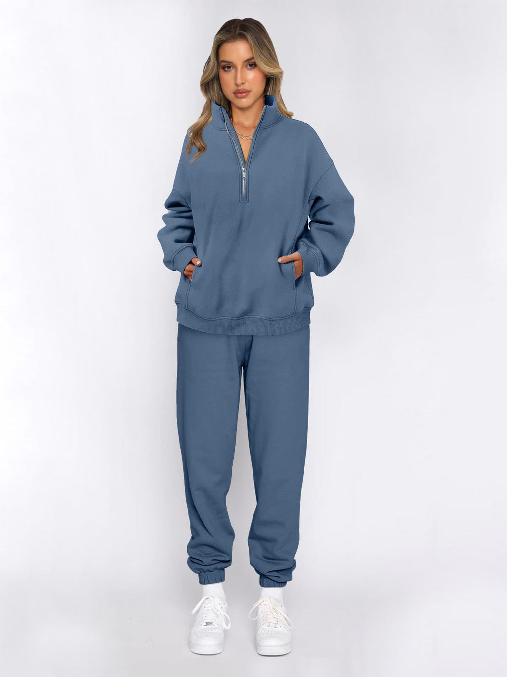 Damen sportliches Set mit Stehkragen und praktischem Reißverschluss GR