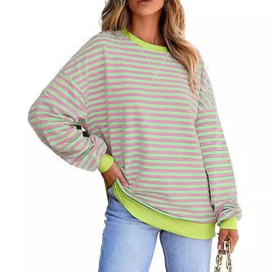 GR | Color block sweater with drawstring top 