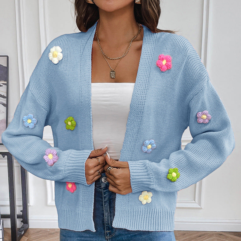GR | Hand-crocheted floral knitted cardigan 