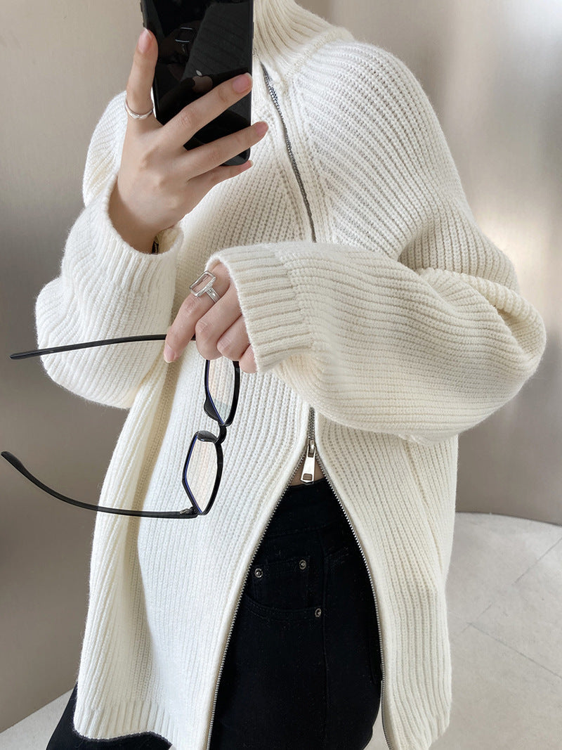 GR Rollkragenpullover mit Seitenschlitz einfarbig gestrickt