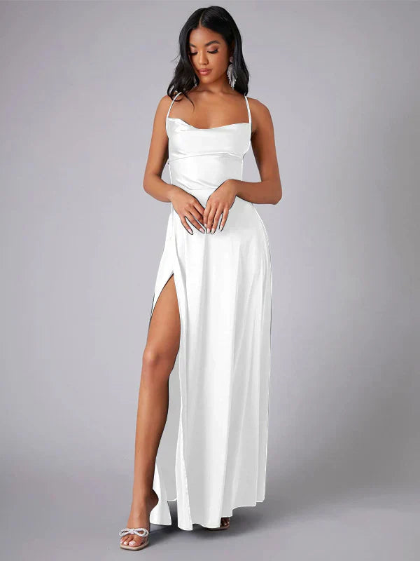 GR | Silk maxi dress with braided back. Dress yourself for formal occasions. Lucette