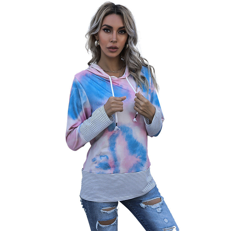 Damen Kapuzenpullover mit innovativem Farbverlauf und maritimen Streifen GR