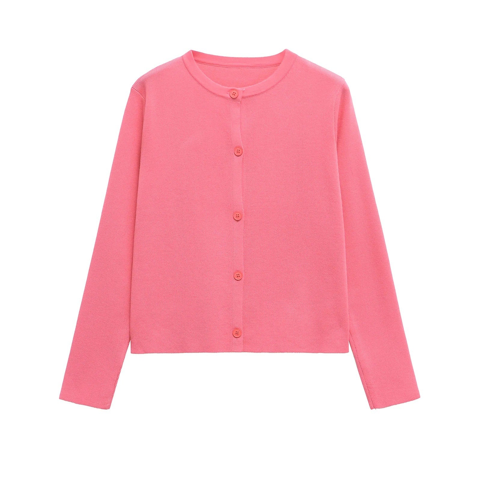 Damen Strickjacke mit knöpfbarem Design und elegantem Rundhalsausschnitt GR