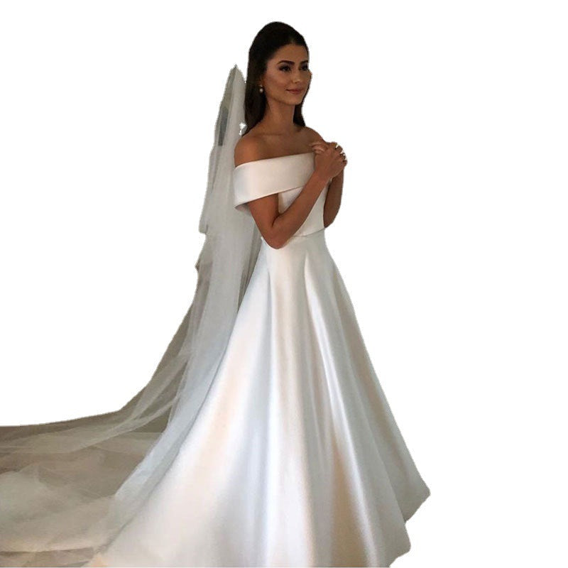 GR | Elegante Frauen Hochzeit Off-neck Kleid