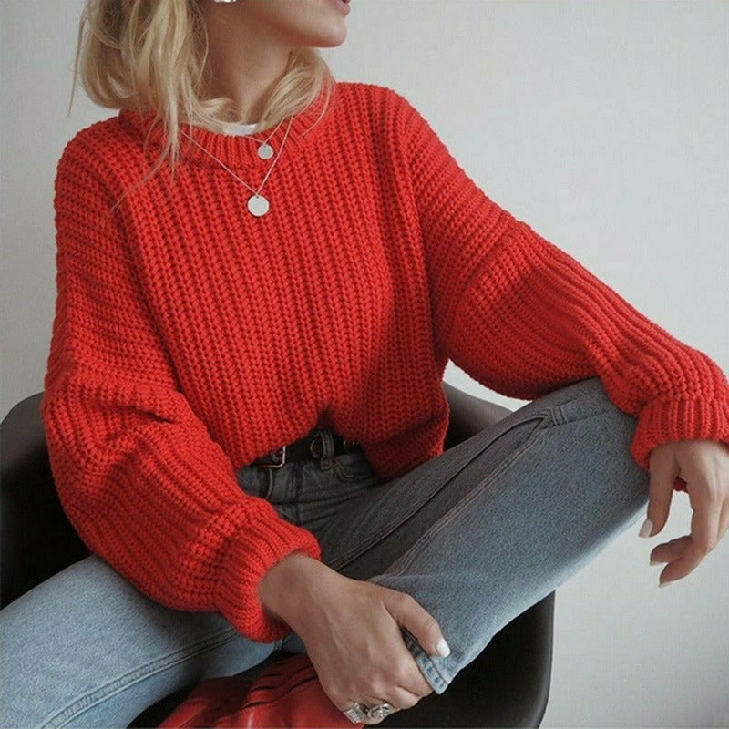 GR | Lässiger Fester Strickpullover