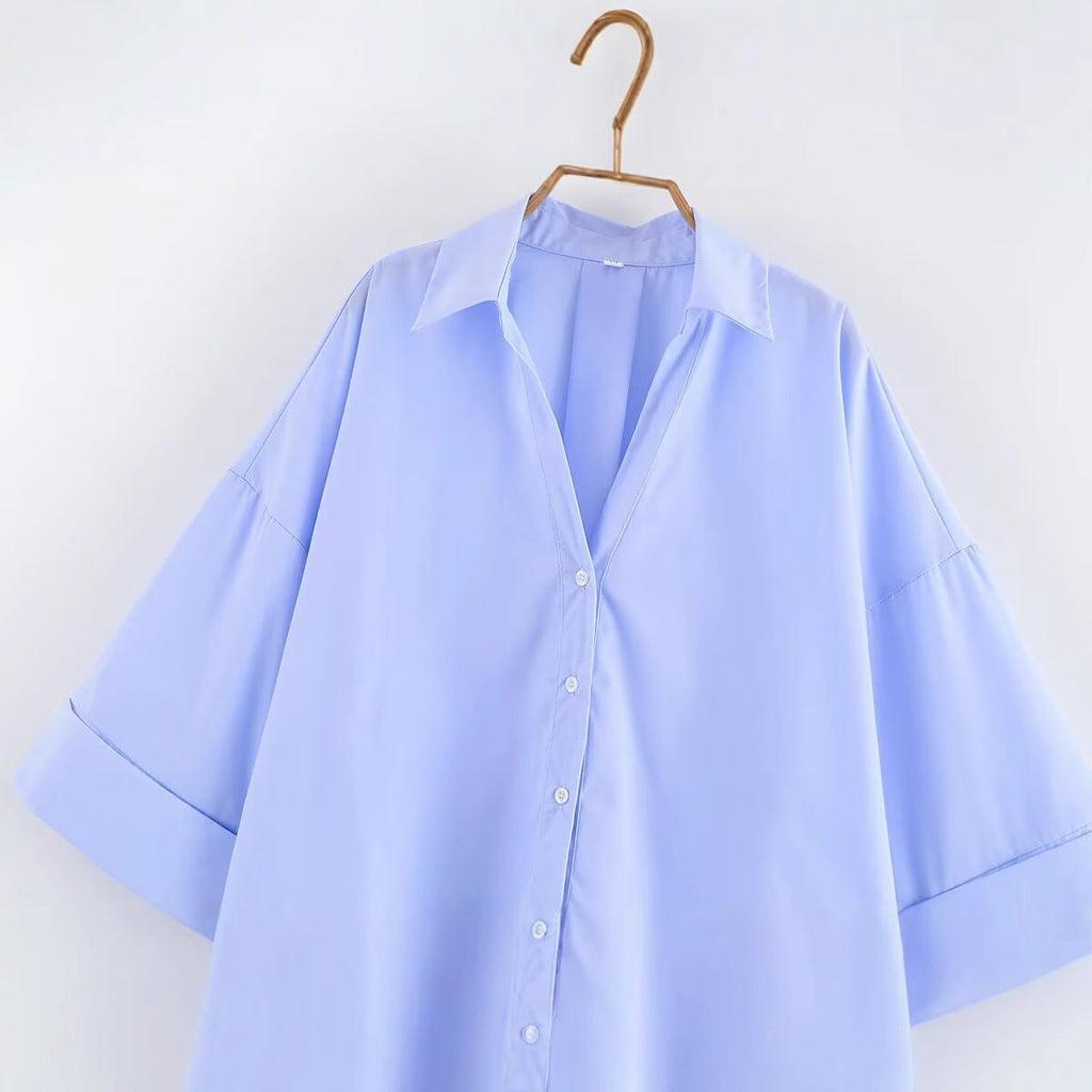 Damen Bluse mit oversized Schnitt und schickem Revers GR
