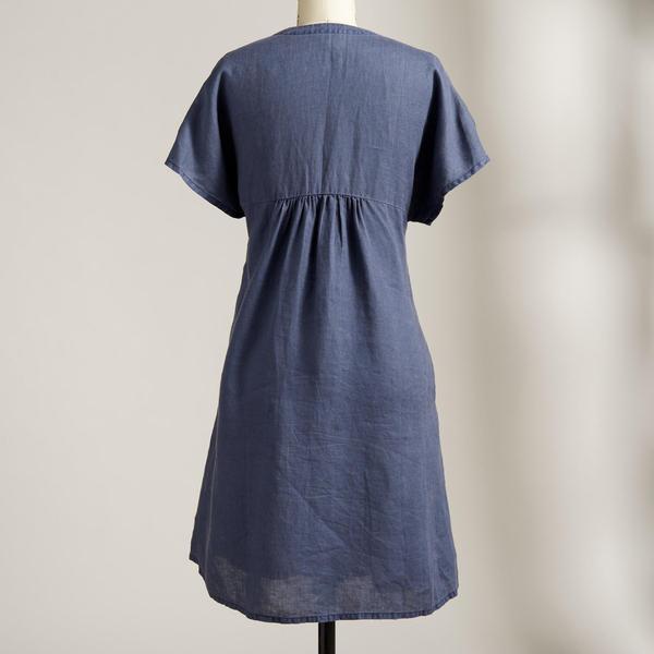 Damen Freizeitkleid mit lockerer Passform und modischem V-Ausschnitt GR