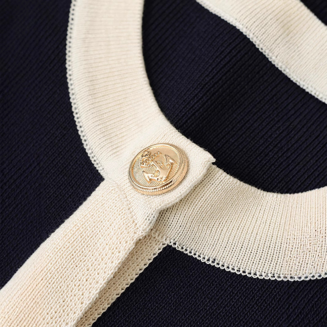 Damen Kurzarm Strickoberteil mit dekorativen Knöpfen und modernem Design GR