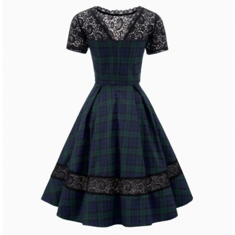 Damen Abendkleid mit Spitzenapplikationen und schwingendem Rock GR
