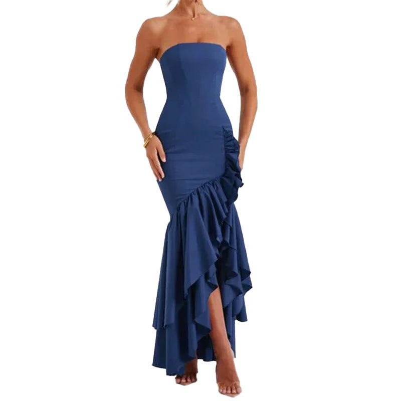 Damen Abendkleid mit beweglichem Rüschenrock und figurbetontem Oberteil GR
