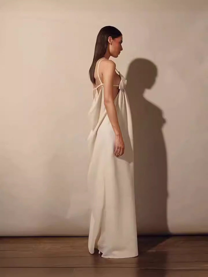 GR | Maxi dress with V-neck and high floral slit