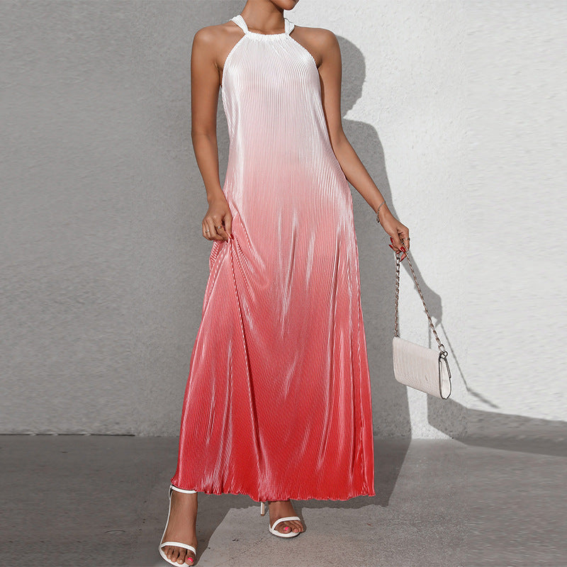 GR | Gradient Spaghetti Strap A-Line Long Dress