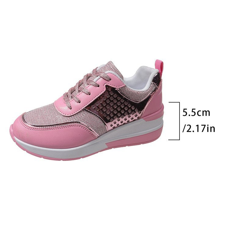 Women's sneakers with fashionable metallic accents and breathable cushioning, size S