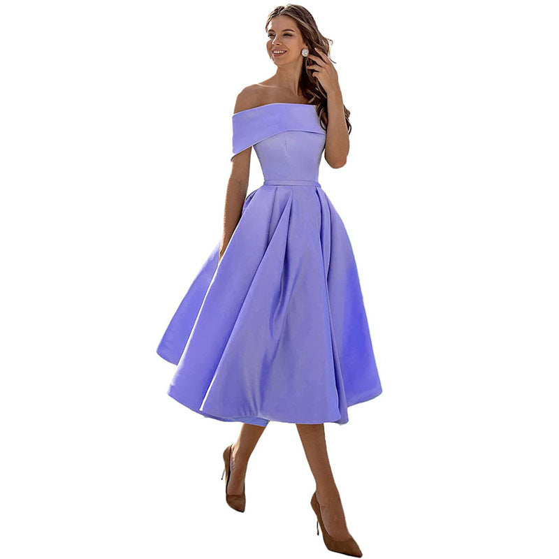 GR | Vielseitiges Trägerloses Satin-Kleid Für Partys