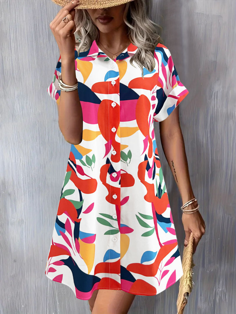 Damen Blusenkleid mit Knopfleiste und floralem Muster GR