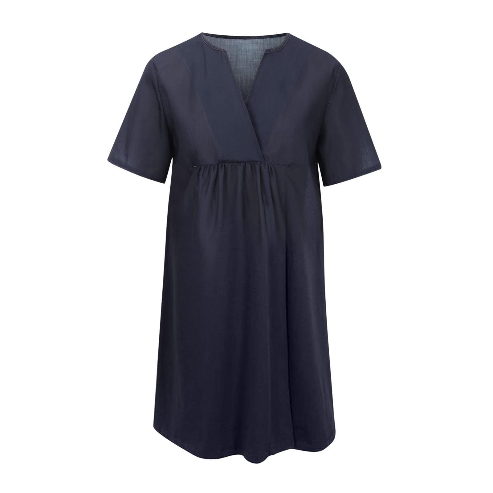 Damen Freizeitkleid mit lockerer Passform und modischem V-Ausschnitt GR