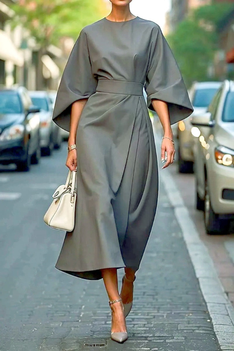 Women's elegant maxi dress with puff sleeves and a tailored cut, size [size missing]