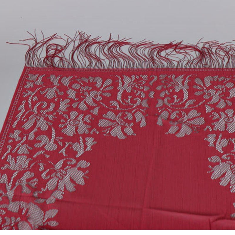Women's long lace scarf with fringed edges, size