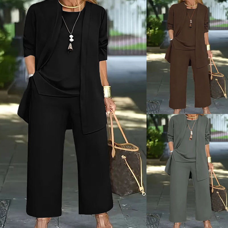GR | Long-sleeved cardigan vest three-piece set 