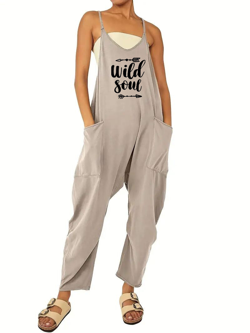 Women's jumpsuit with a relaxed fit and practical pockets, size