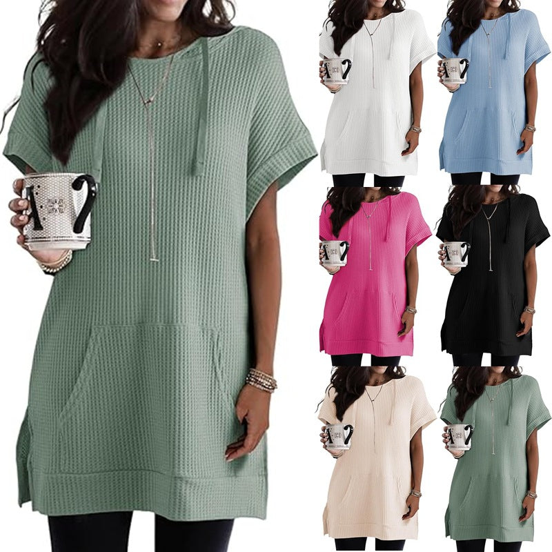 Damen lässiges Hoodie-Kleid mit praktischer Kängurutasche und Relaxed-Fit GR