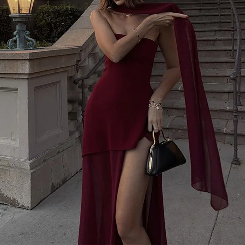 GR | Elegant backless maxi dress with slit