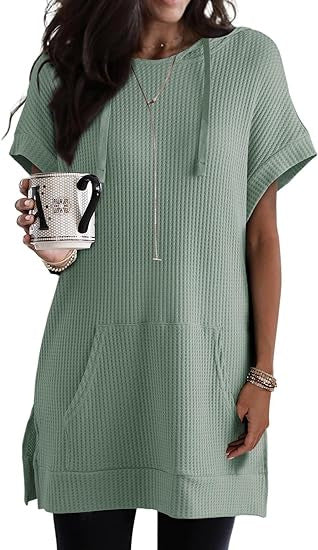 Damen lässiges Hoodie-Kleid mit praktischer Kängurutasche und Relaxed-Fit GR