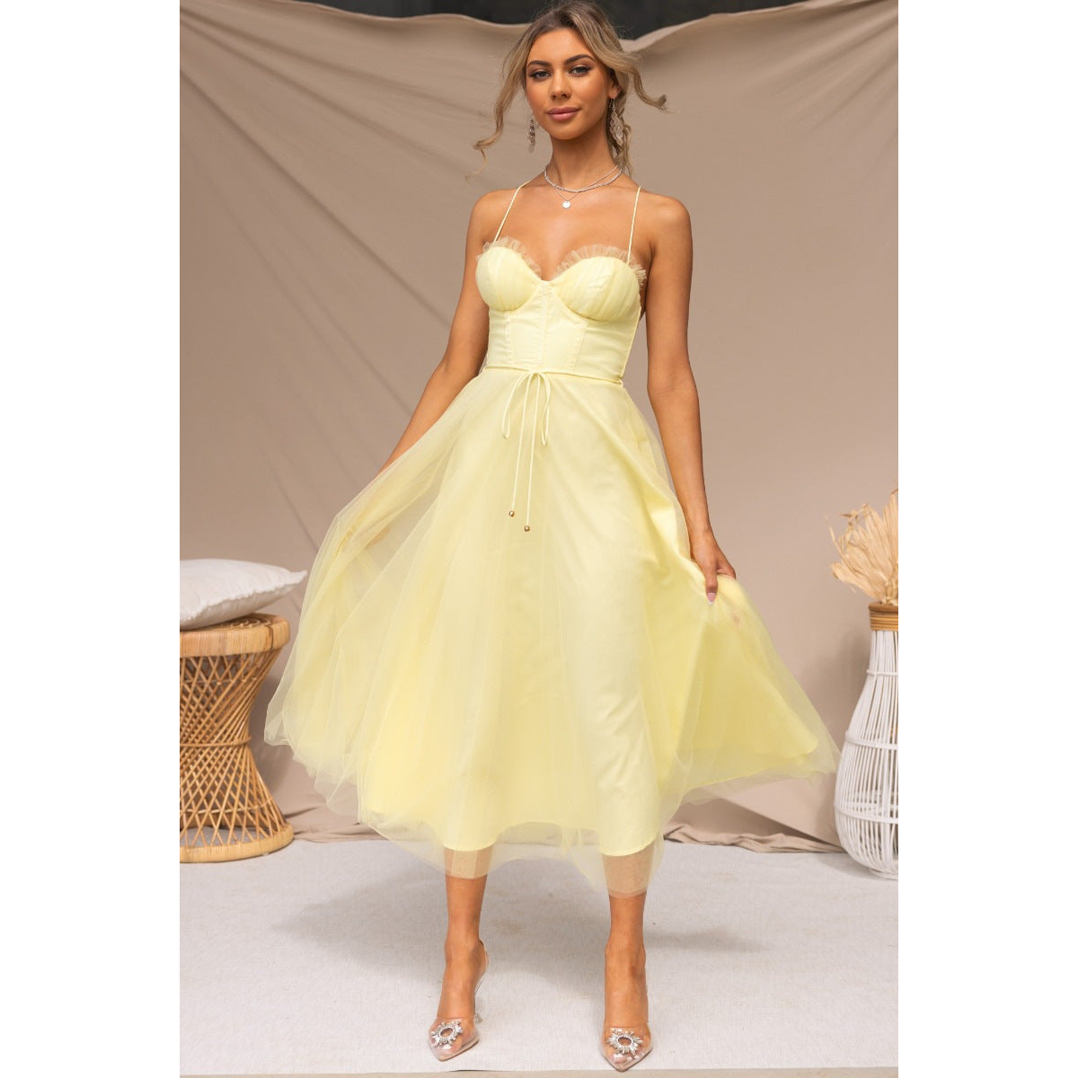 GR | Spring Summer Sexy Sling Casual Dress Holiday Multi-Color Women's Clothing Dress