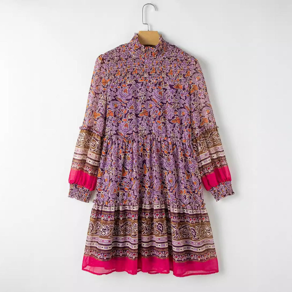 Women's boho-inspired midi dress with elasticated waistband and voluminous sleeves, size [size missing]