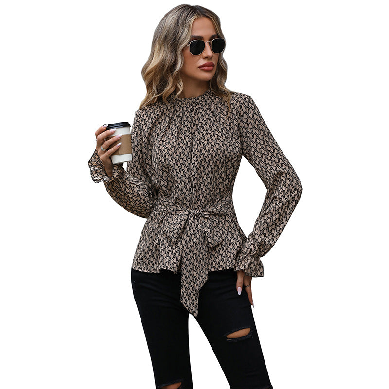 Damen Bluse mit elegantem Wickeldesign und dekorativen Rüschendetails GR