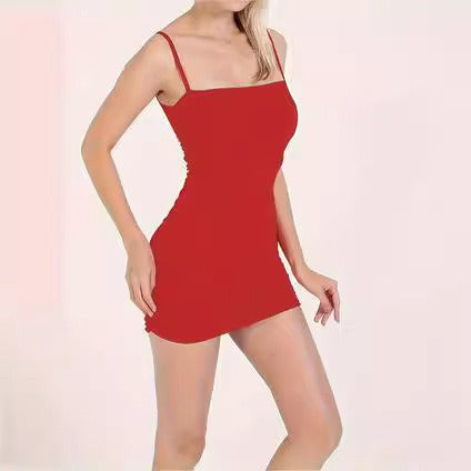 Women's figure-hugging mini dress with adjustable straps and ruching, size [size]