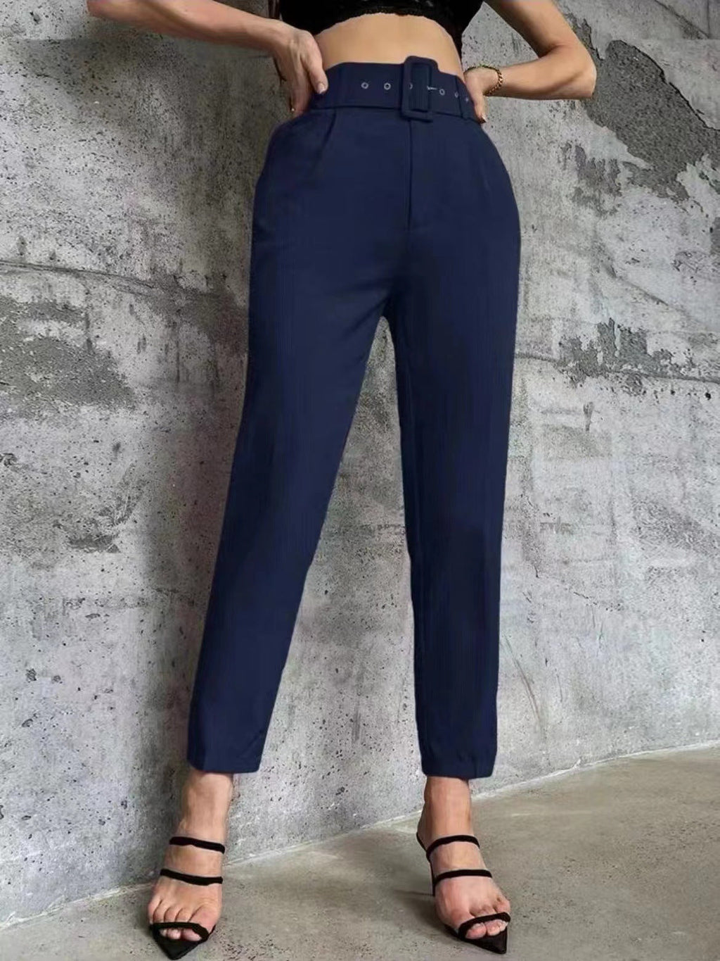 Damen weite Hochbundhose mit schickem Gürtel GR
