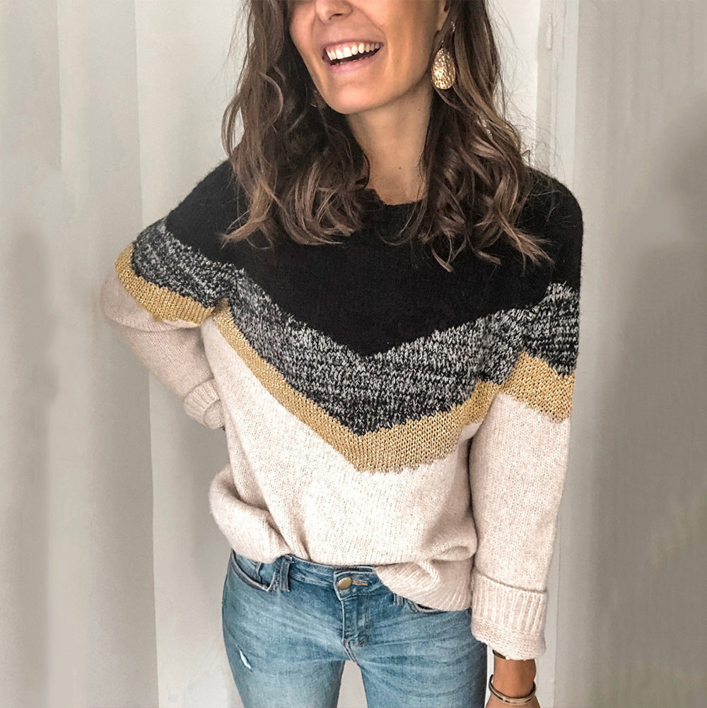 Women's patterned sweater with graphic knit design, size