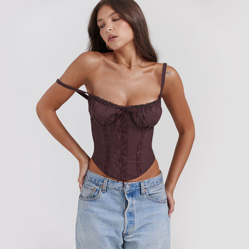 Women's corset top with adjustable straps and sophisticated details, size GR